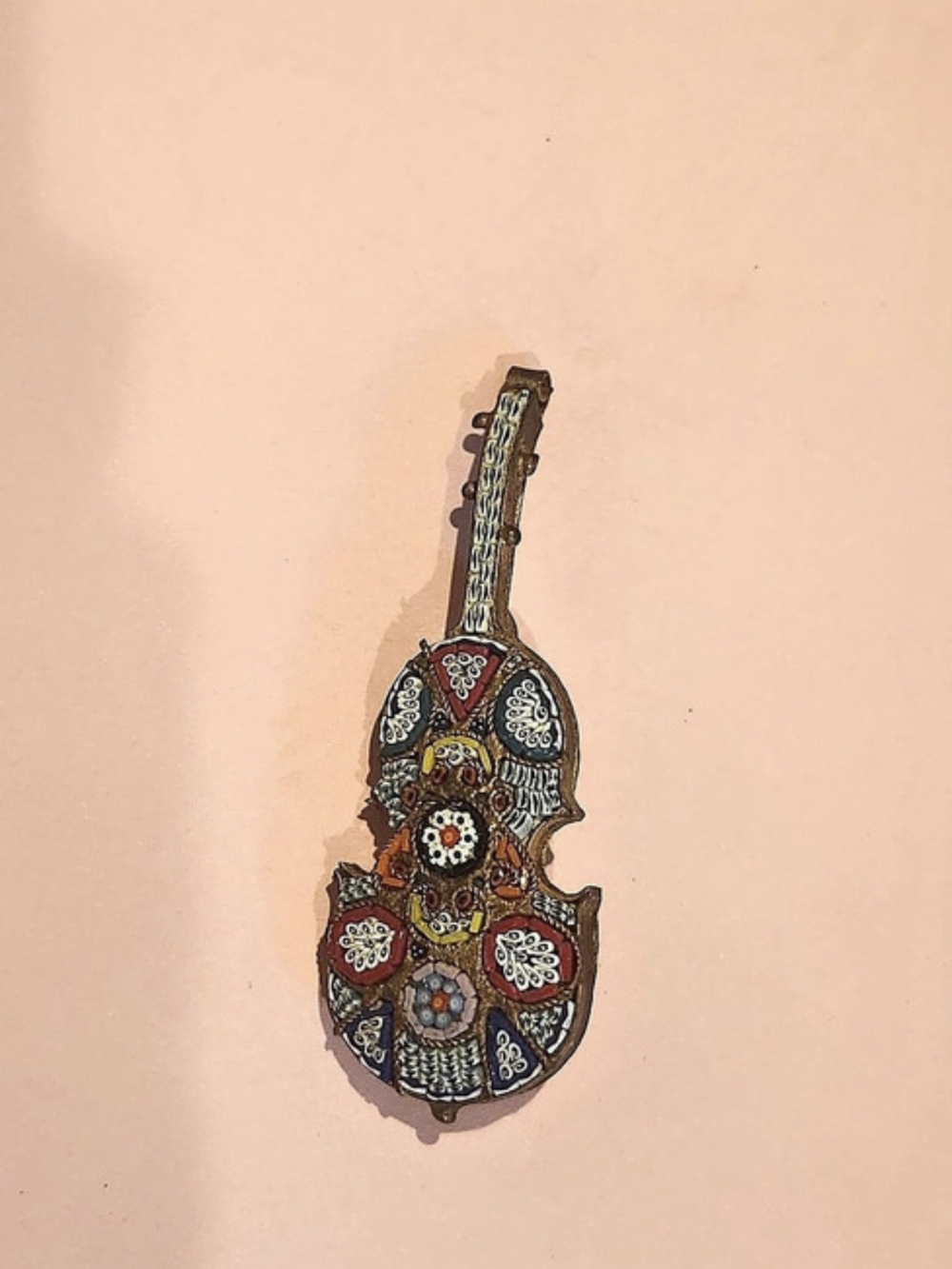 Vintage Italian Micro Mosaic Mandolin Brooch